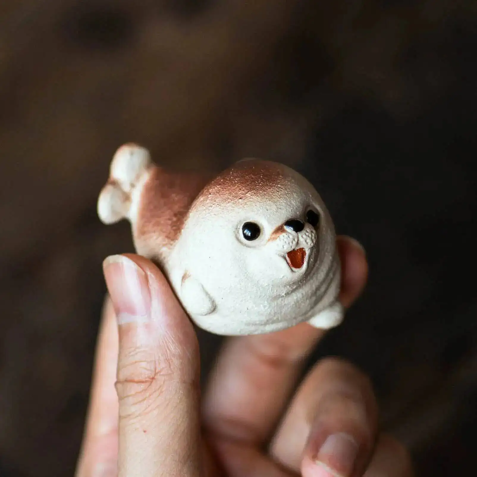 Purple Clay Tea Pet Seal Figurine Handmade Marine Animal Tea Plaything Cute Tea Ceremony Tea Table Tea Supplies Accessories