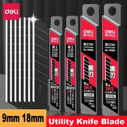 Deli 30/50/100pcs Knife Blade 9mm 18mm SK5 Metal Blades for Home School Supplies Art Craft Paper Box Cutting Utility Knife Tool