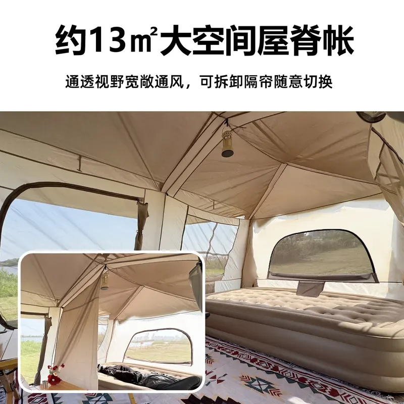 Automatic Vinyl Roof Camping Tent 2 Rooms 1 Living Room Thickened Waterproof Windproof Rainstorm Proof Outdoor Big Tent for