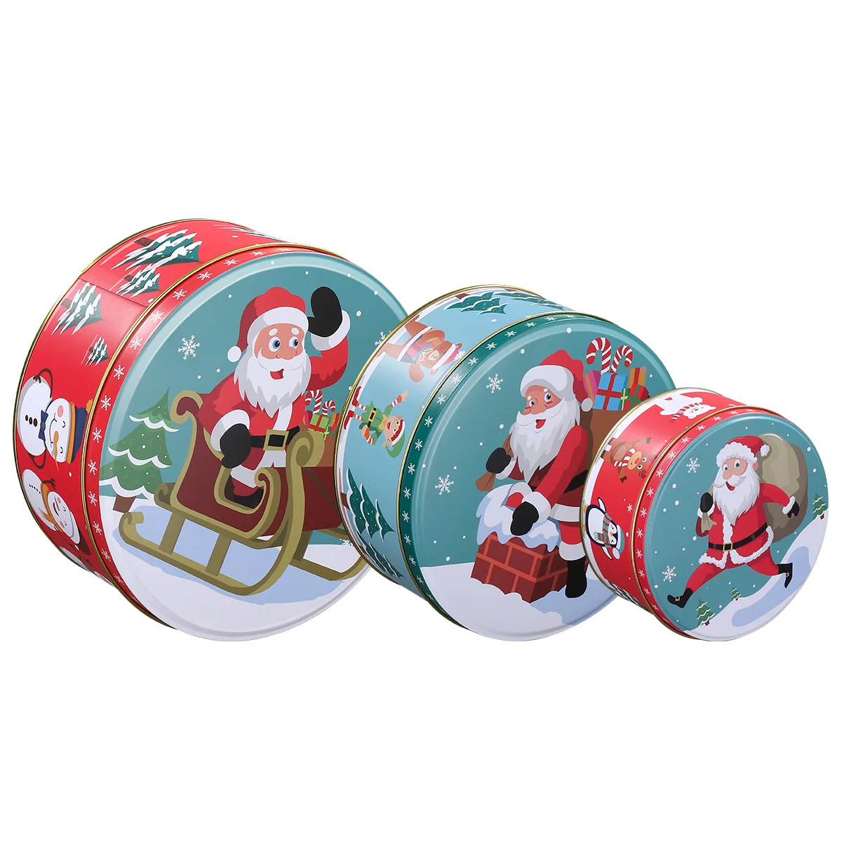 Hemoton 3pcs Christmas Tinplate Cookie Tins Candies Biscuits Treat Boxes Small Gift Case christmas candy boxes