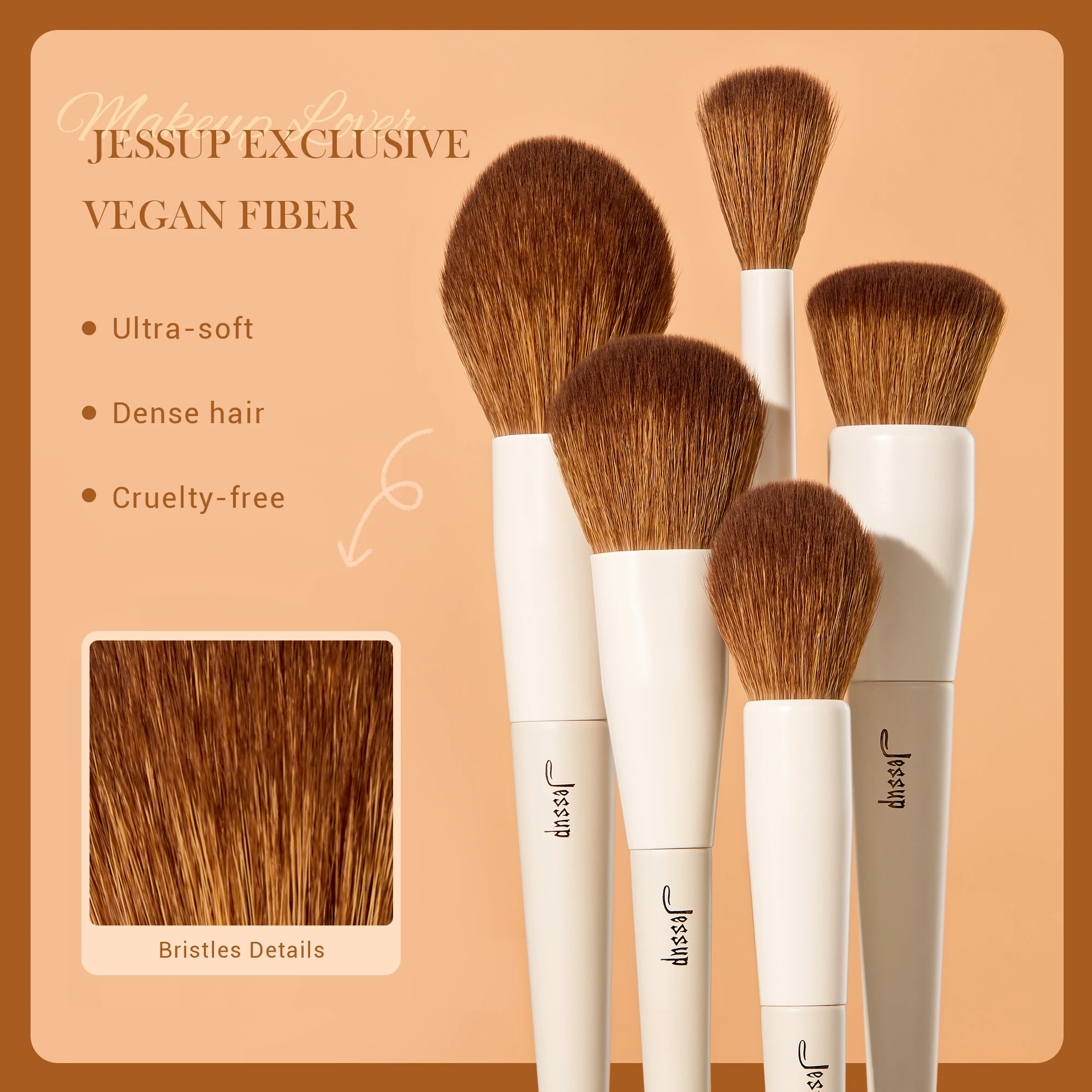 Jessup Face Brushes set 5Pcs Makeup Brushes Vegan Foundation Blush Bronzer Brush Contour Fluffy Setting Powder, Light Grey T493