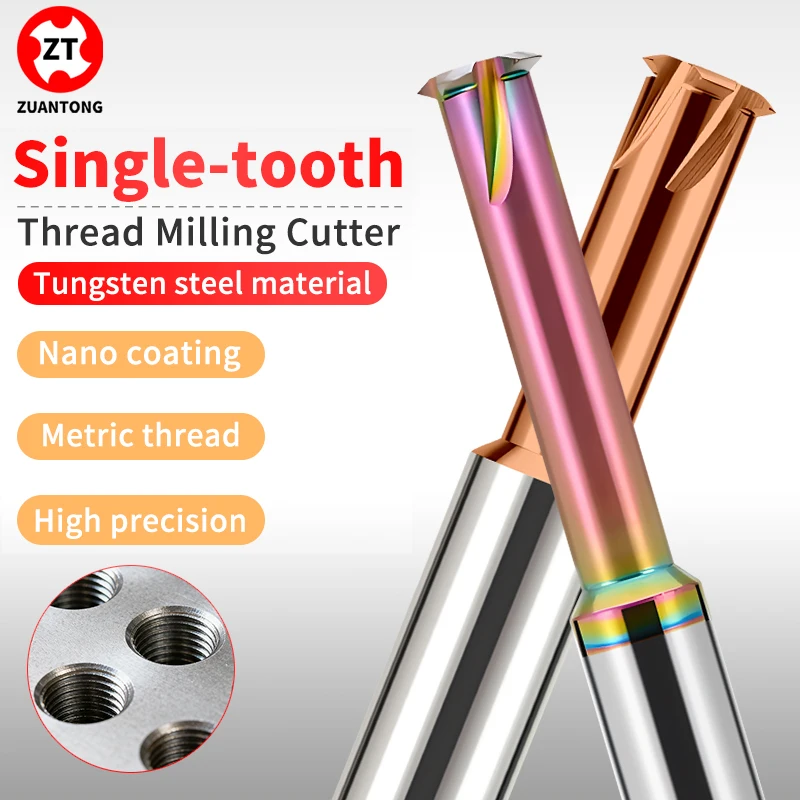 ZUANTONG Single Tooth Thread Milling cutter Carbide Tungsten Steel M1.4 M1.6 M2 M2.5 M3 M4 M5 M6 M8 M10 M12 M14 M16 X100L cutter