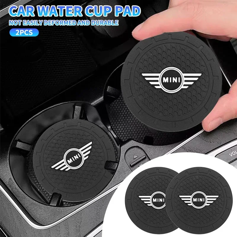 1/2pcs Non-slip Car Water Cup Rubber Mat For BMW Mini Cooper R56 R50 R53 F56 R59 R60 2011 2012 2013 2018 2019 Accessories