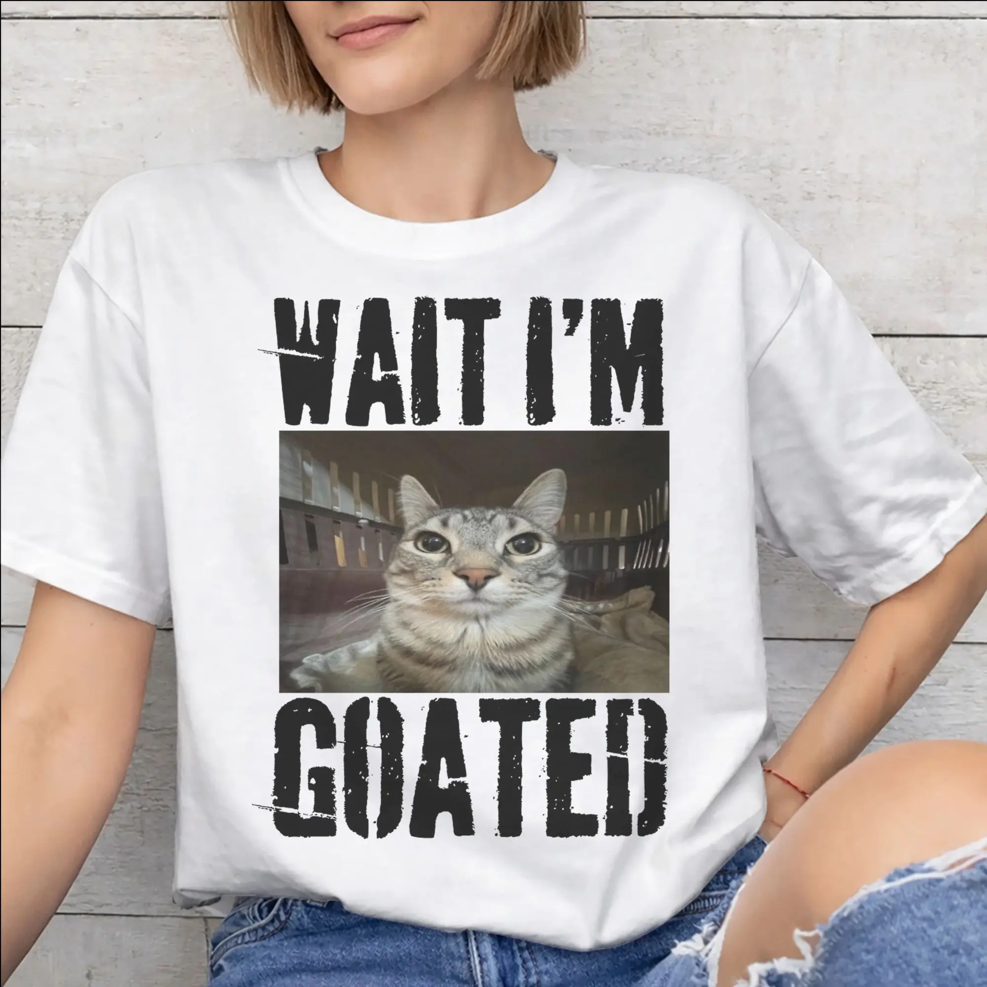 Wait I'M Goated Funny Meme Merch Unisex T Shirts Pure Cotton Tee Printed  Tops T-shirt