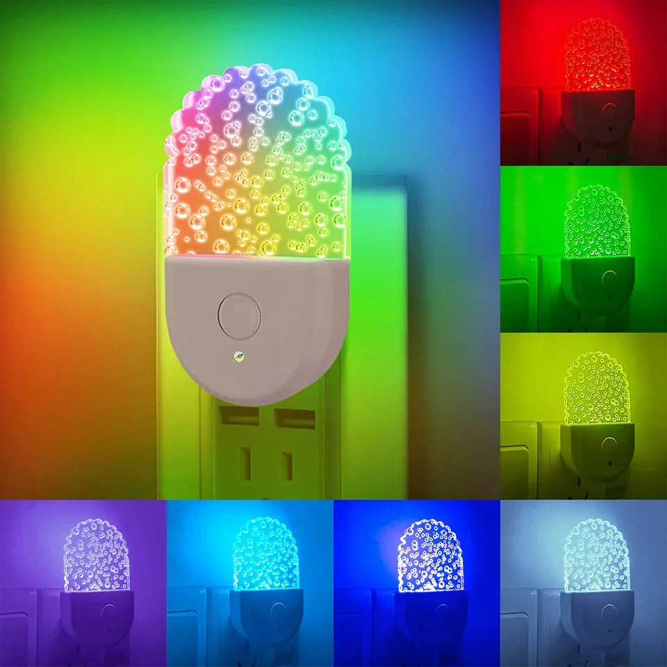 

Night Light Plugs into the Wall,Children's Color-Changing Night Light,8-Color RGB LED Night Light with Dusk-to-Dawn Sensor,Gift