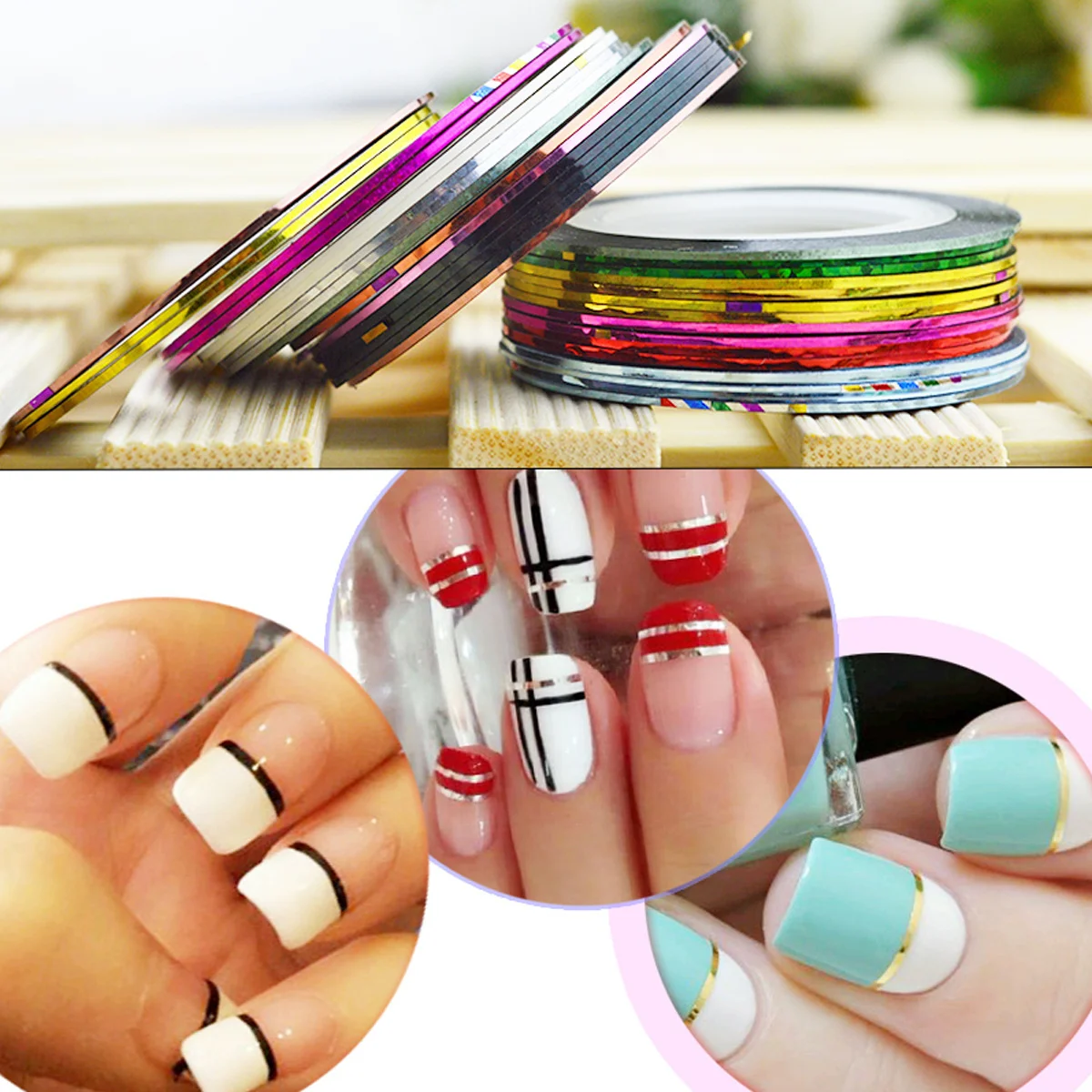 

30pcs Nail Striping Tapes 0.8Mm 20M Roll Shining Holographic Diy Manicure Pedicure Sticker For Nail Art Decor Sparkle Line