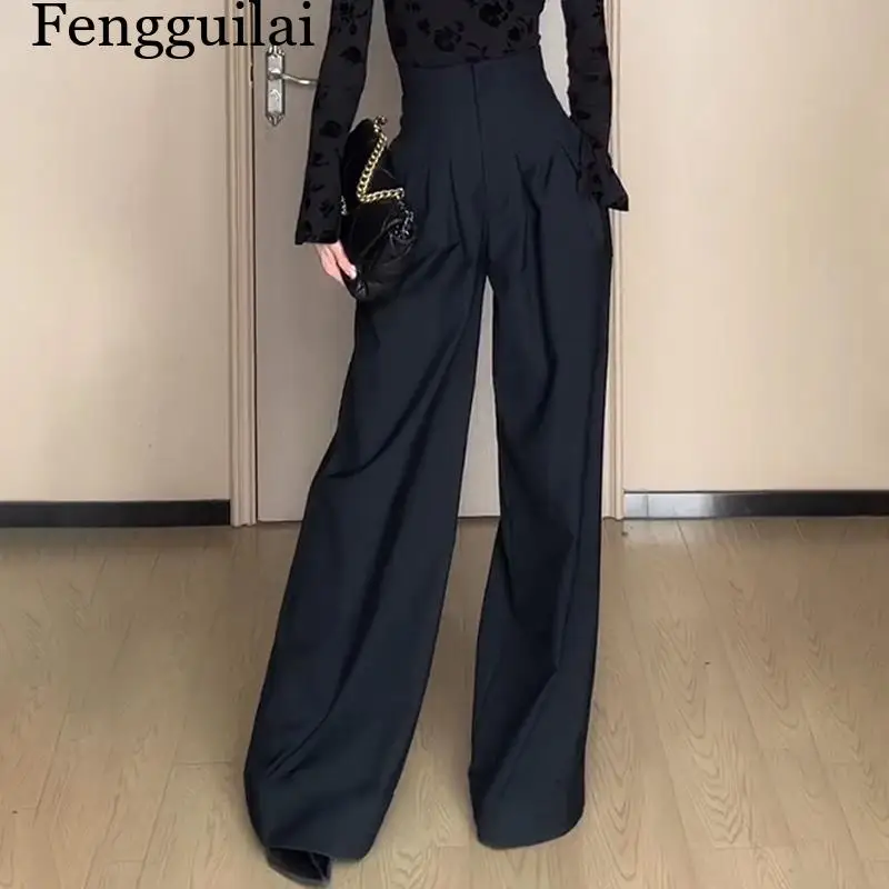 Ultra High Waist Wide Leg Pants Straight Drooping Spring Summer All-Match Long Suit Pants Casual Mopping Trousers