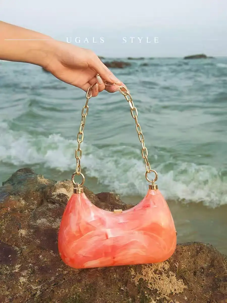 

Marble Acrylic Square Box Women Handbag Wedding Party Banquet Bag Luxury Clutch Purse Female Casual Bag Shoulder Underarm Bag