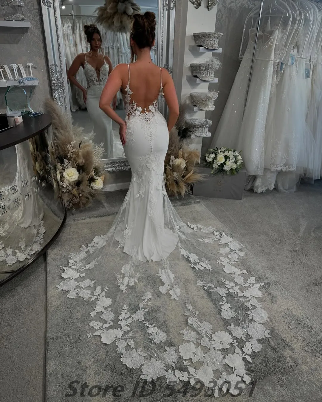 Sevintage Customized 2025 New Boho Mermaid Wedding Dress Sexy V Neck Lace Appliques Court Train Bridal Gowns