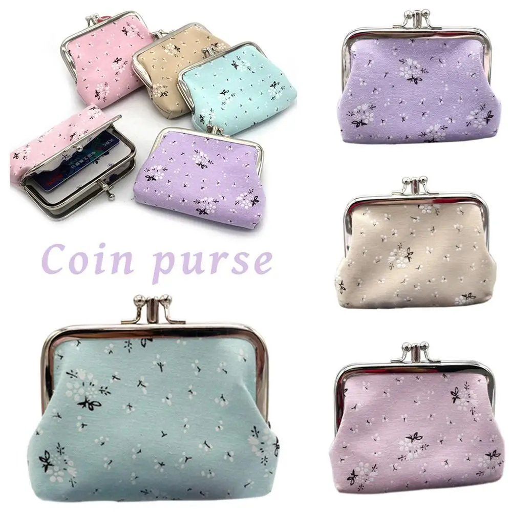 Coin Purse Flowers Printed Double Layer Hasp Small Wallet Women Lady Clutch Bags Fashion Handbags