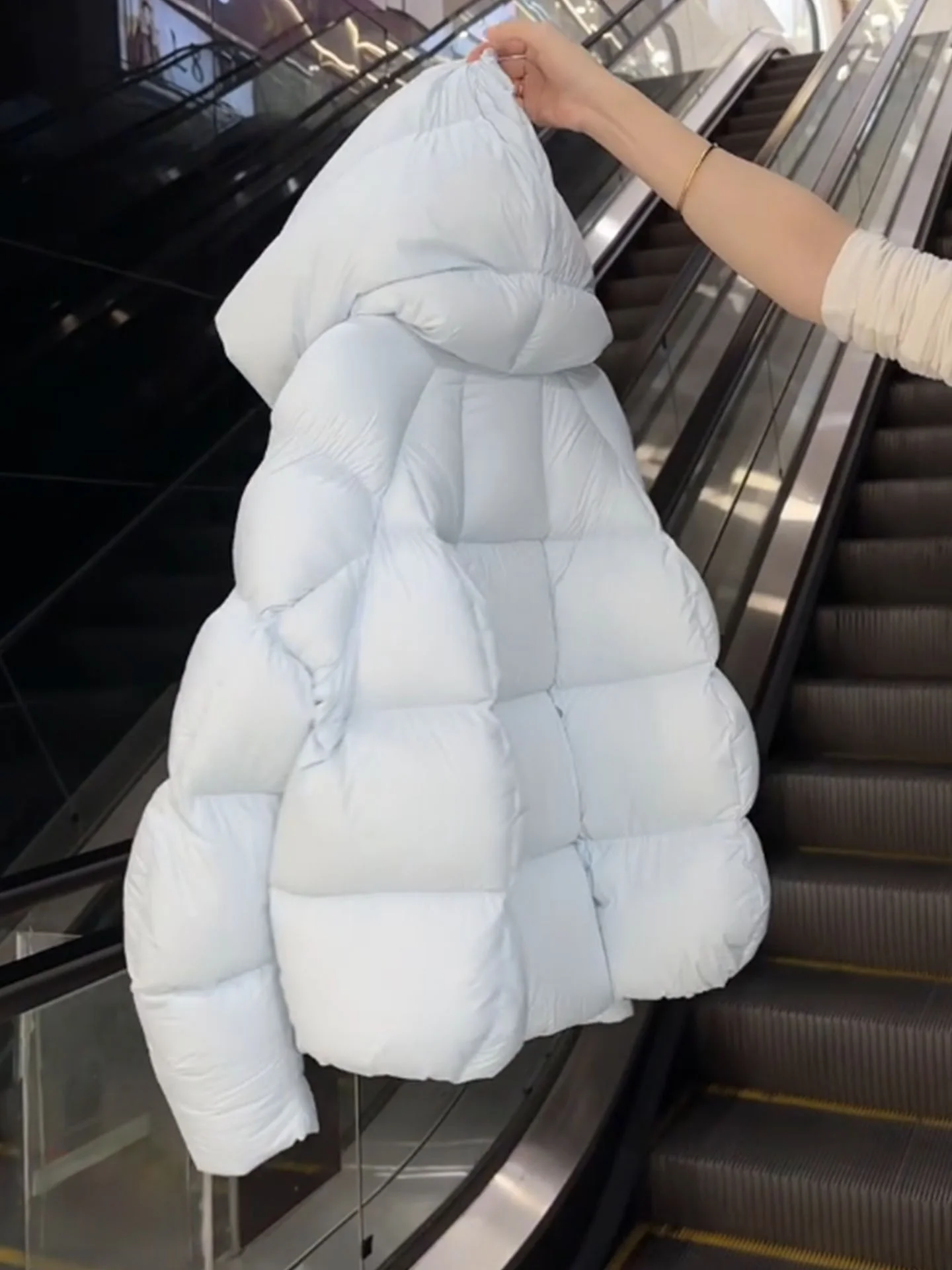 Unique ort Blue Hooded Women's down Jaet Winter 2025 New Sle Cact Size Outerwear Comfortable Warm Polyester Fiber