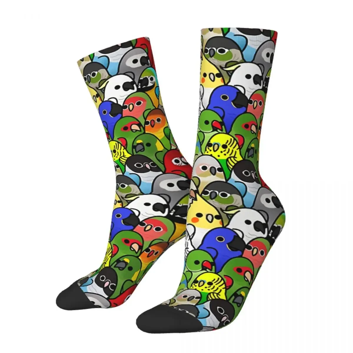 Happy Men's Socks Parrot Squad Retro Harajuku Cute Bird Animal Hip Hop Casual Crew Crazy Sock Gift Pattern Printed