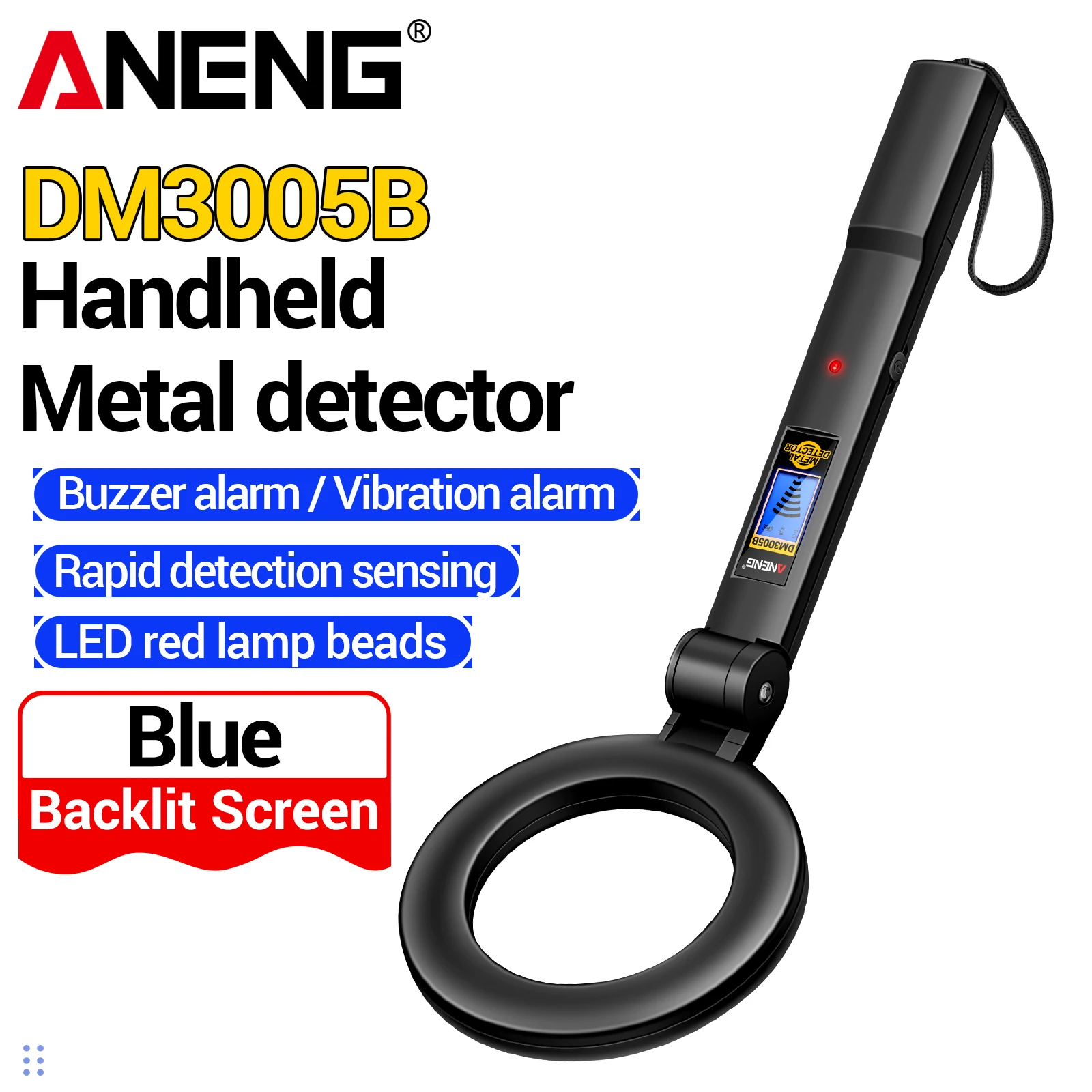 

ANENG DM3005B Metal Detector High Sensitivity with Backlight Display Sound and Vibration Alarm Portable Safety Inspection Tool