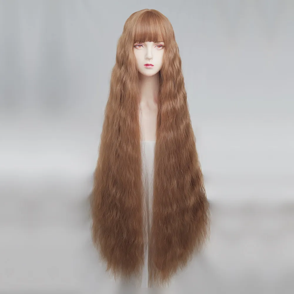 Water dance super long wig brown 1m wool curly hair big wave full head cover female long hair cos