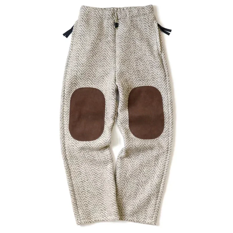 

KAPITAL Hirata Hohiro Warm Wool Fleece Suede Patch Men's and Women's Loose Elastic Casual Japan Style Pants High Street