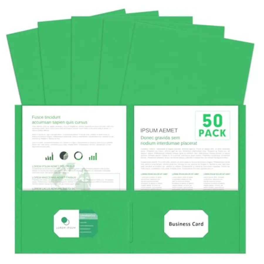 

Two Pocket Folders, 50 Pack 2 Pocket Folders, Letter Size Paper File Folder for School Office Home Business