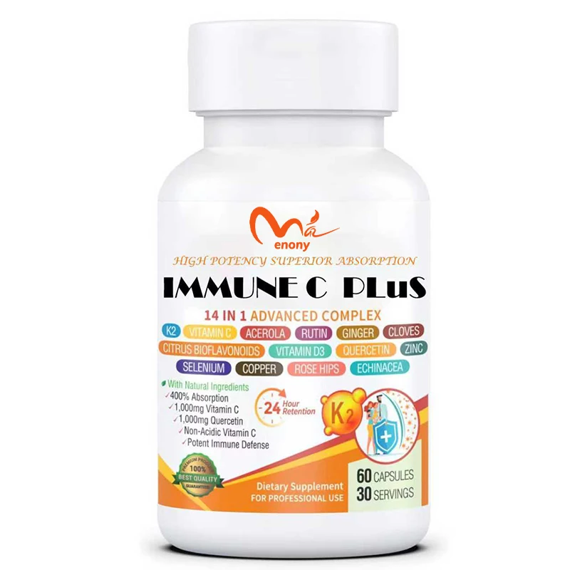 Quercetin, vitamin C, zinc, selenium, copper, ginger, rutin, bitter orange, rosehip, echinacea, 14 in 1, 60 capsules