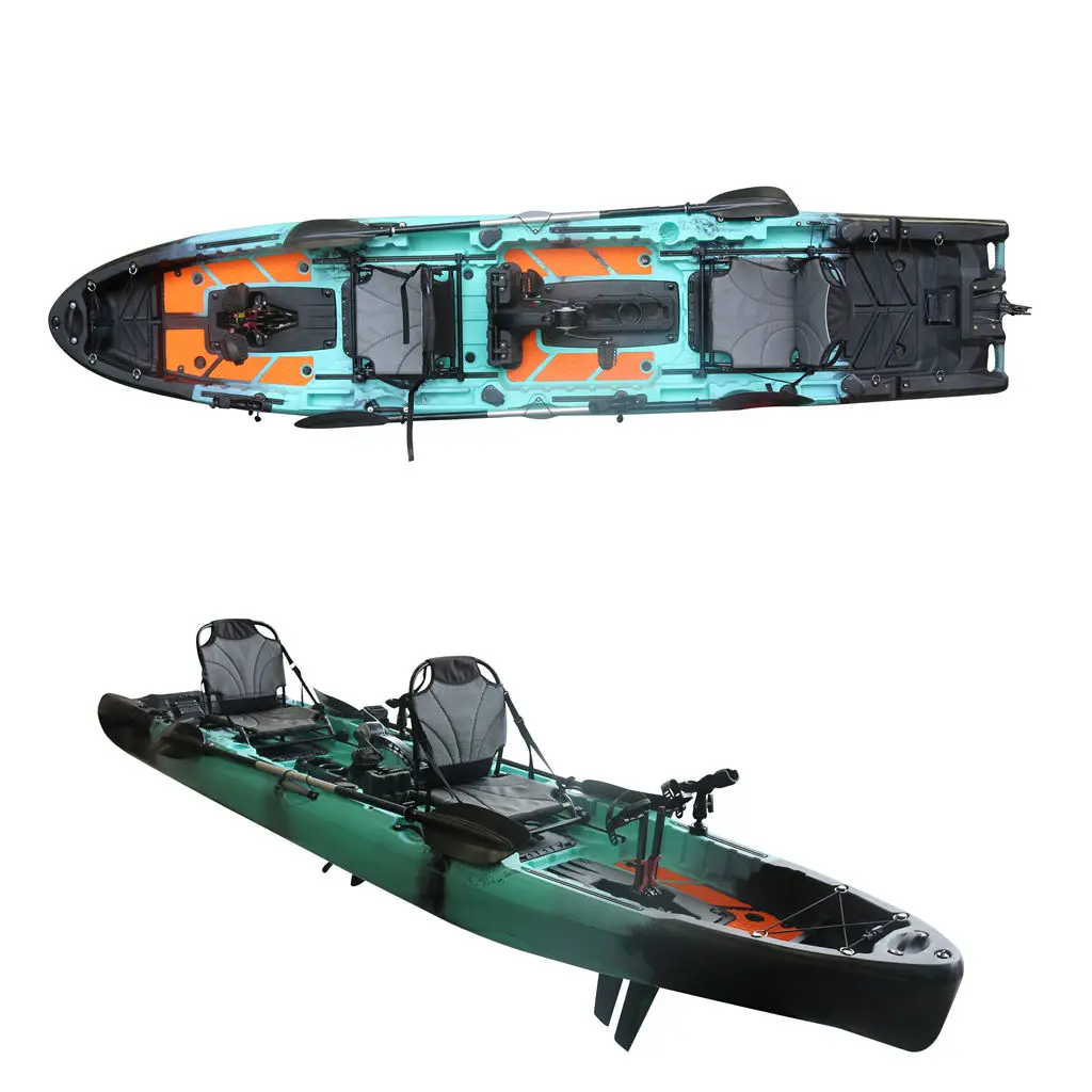 Vicking-Kayak con Pedal para deportes acuáticos, Material de Motor eléctrico para 2 personas, Kayak de pesca de 14 pies, 4,2 m de longitud