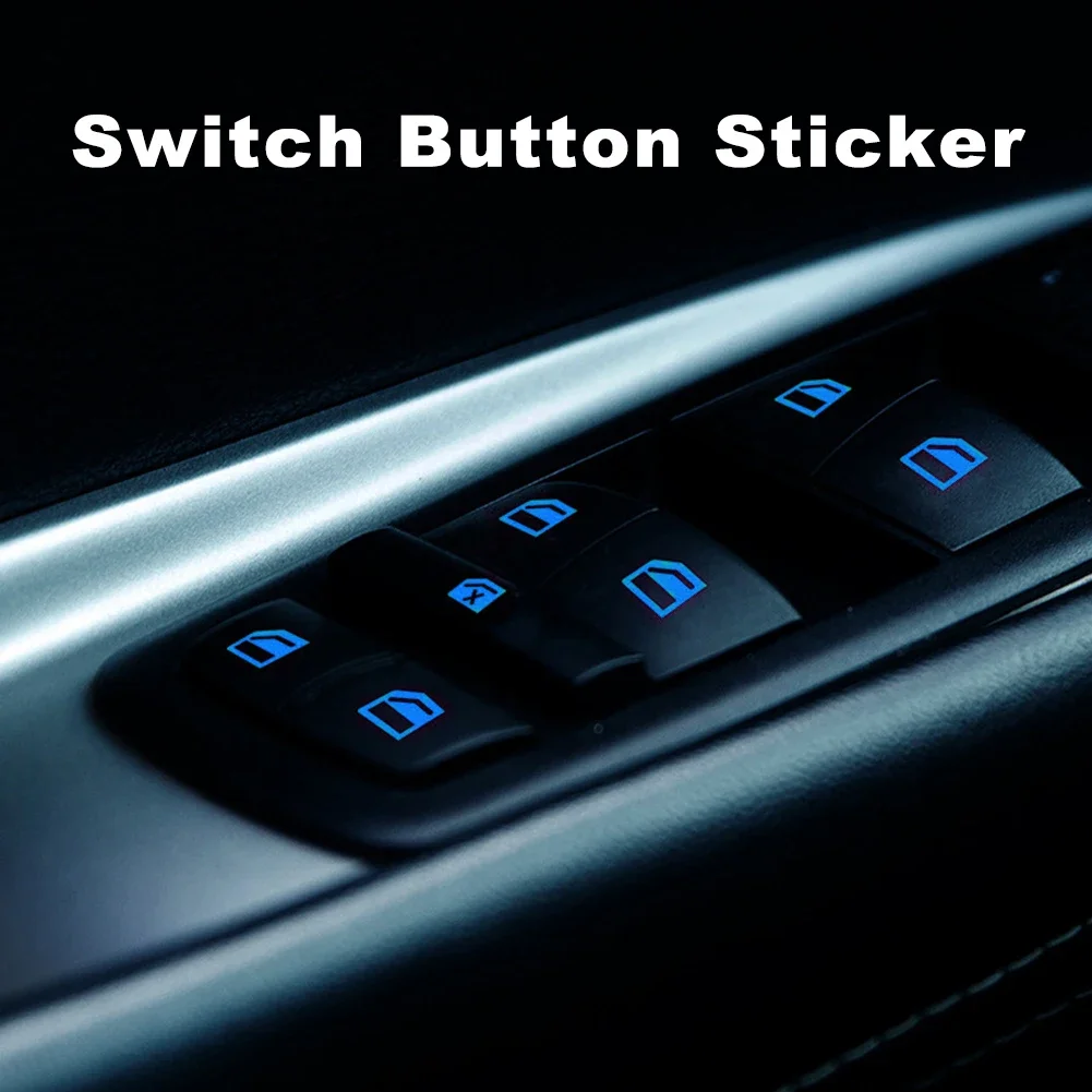 Car Fluorescent Luminous Button Sticker Door Window Lift Night Safety Switch Car Style Decal