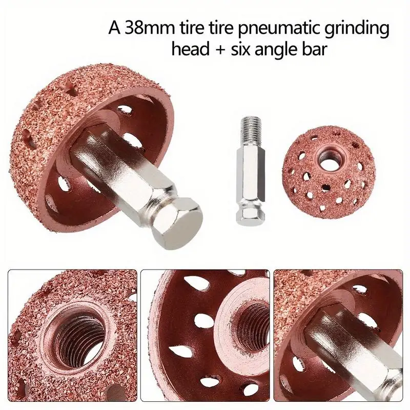 1/2Sets Grinding Tools 38mm Tire Repair Grinding Head Coarse Grit Buffing Wheel with Linking Rod