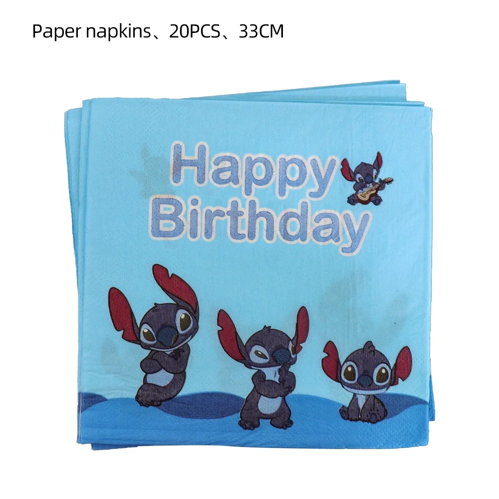 Blue Lilo Stitch of Disposable Decorations Sets of Napkins Plates For Birthday Baby Shower Farewell Dinning Wedding Home Events