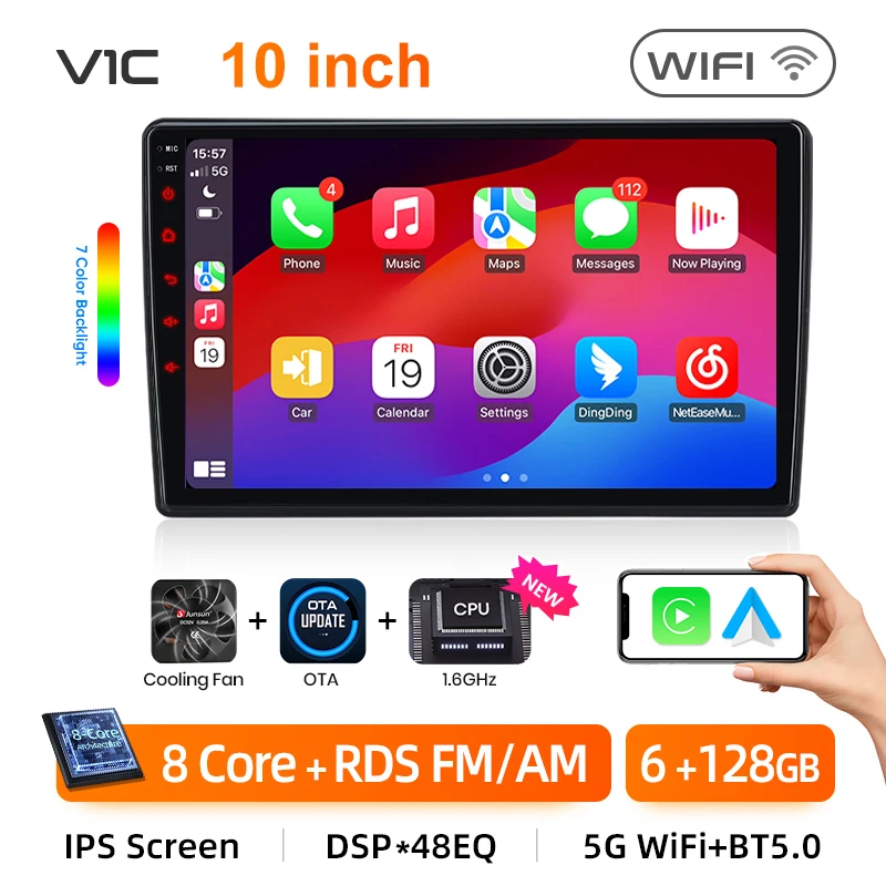 Junsun 7 9 10 Inch Universal Car Radio for volkVolkswagen VW Passat B6 B7 T5 Tiguan Touran GOLF POLO Wireless CarPlay Android Auto