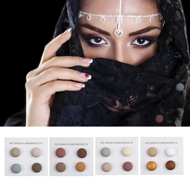 WLP Solid Color Round Magnetic Hijabs Silk Scarf Safe Clips Women Muslim Multi-Use Strong Magnet Shawl Turban Pins Accessories