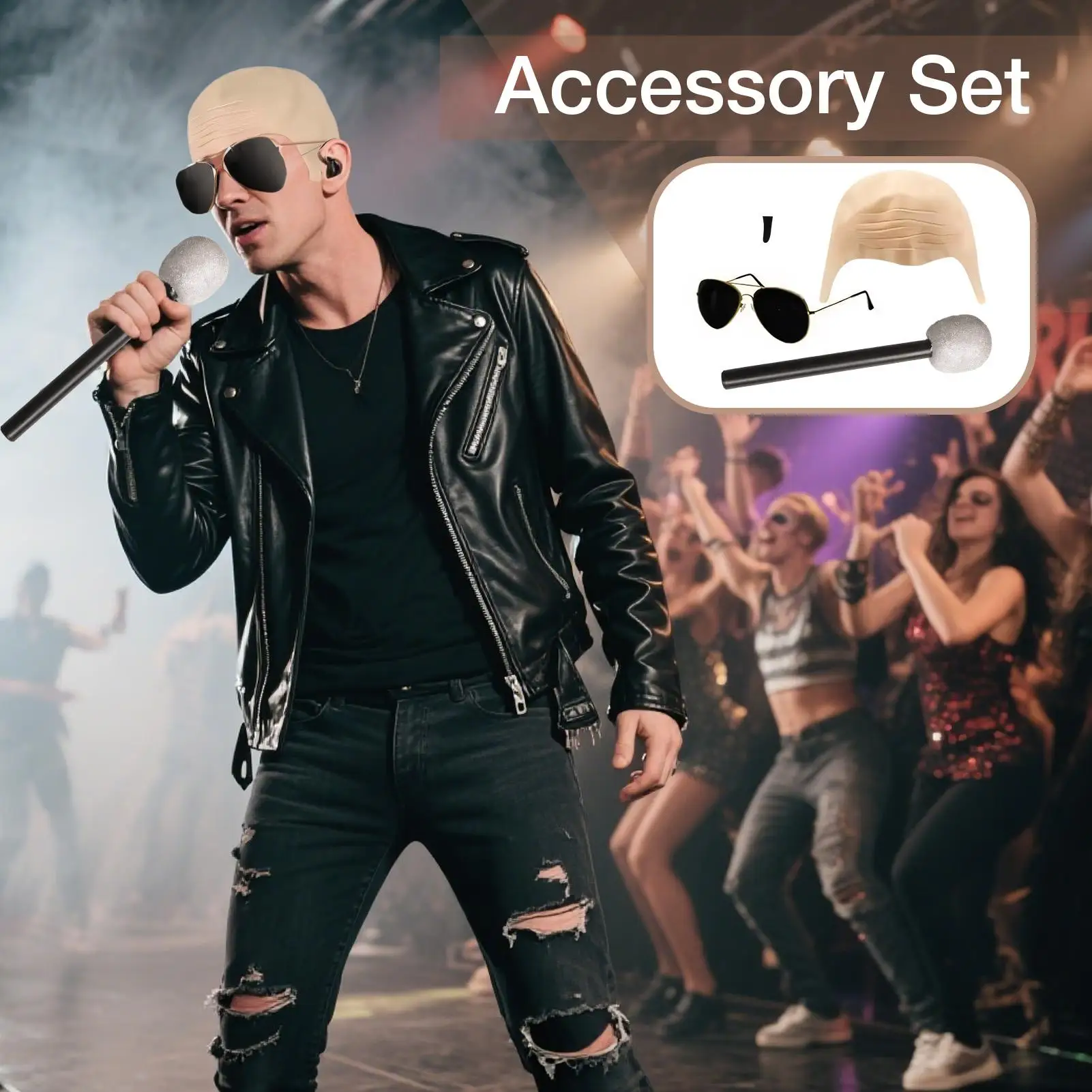 هالوين تزيين اللاتكس قبعة أصلع مجموعة مع نظارات عارية اللاتكس أصلع قبعة للجنسين الكبار قبعة أصلع لفستان بتصميم حالم تأثيري قبعة