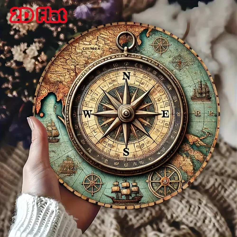 علامة معدنية كلاسيكية كلاسيكية بوصلة بحرية: ديكور داخلي/خارجي متين، هدية مثالية لمحبي المعيار