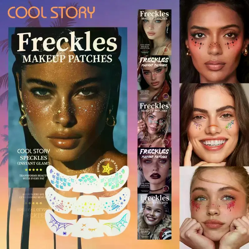 6 أوراق ملصقات النمش عيد الميلاد ماكياج ختم حزب ماكياج التصحيح الوجه الوشم الخد ماكياج الوشم الوجه أحمر الخدود بقعة ملصقات #2