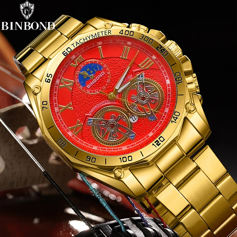 BINBONG-ساعة كوارتز مقاومة للماء من الفولاذ المقاوم للصدأ للرجال ، ساعات يد رجالية غير رسمية ، أعمال إبداعية ، أزياء فاخرة ، علامة تجارية مشهورة ، B4833