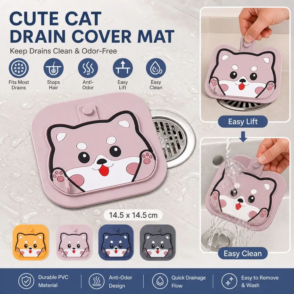 Insect-proof Sewer Floor Drain Cover Anti-Odor 2in1 Sink Drain Plug Reusable Cartoon Sewer Pipe Cover