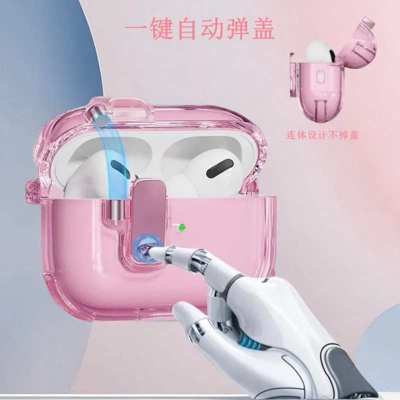 Силиконовый прозрачный чехол для Airpods Pro 2, чехол для Airpods 4, чехол для AirPods 3, беспроводной защитный чехол для наушников с автоматическим отскоком