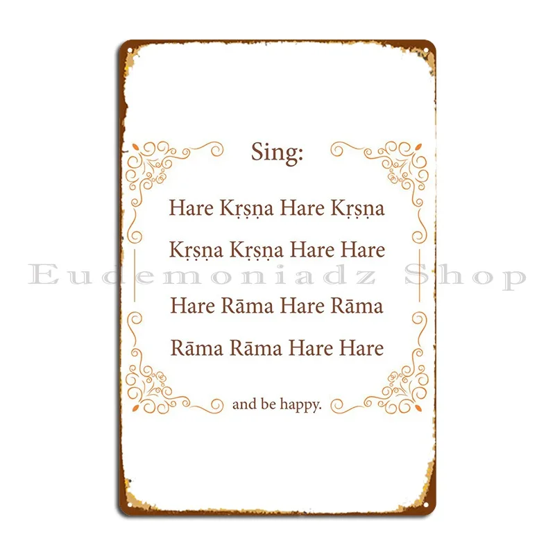 Hare Krishna Movement Mant Metal Sign Design Painting Living Room Character Mural Tin Sign Poster