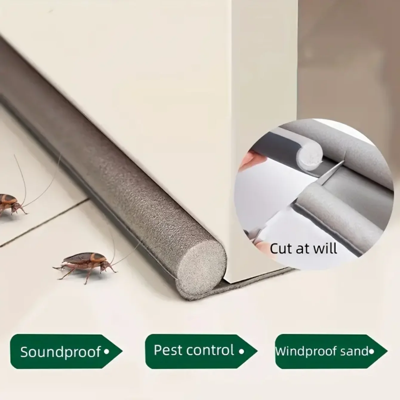 Bande d'étanchéité pour porte, bande d'étanchéité pour bas de porte, bande de pare-brise insonorisée pour espace de porte et fenêtre, conservation de la chaleur et anti-poussière, 1 pièce