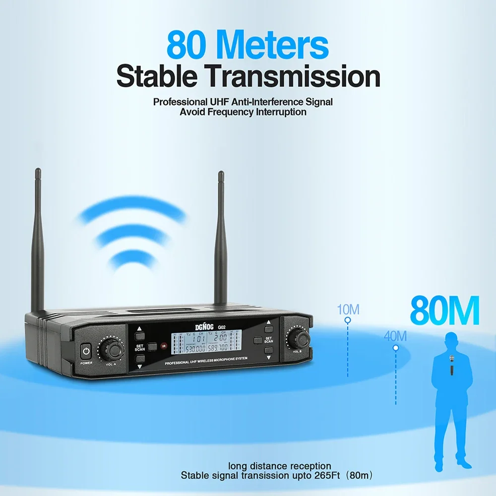 Micrófono inalámbrico Dual para Karaoke, dispositivo de mano profesional, UHF, 2 canales, sistema con micrófono inalámbrico, fiesta, iglesia, hogar