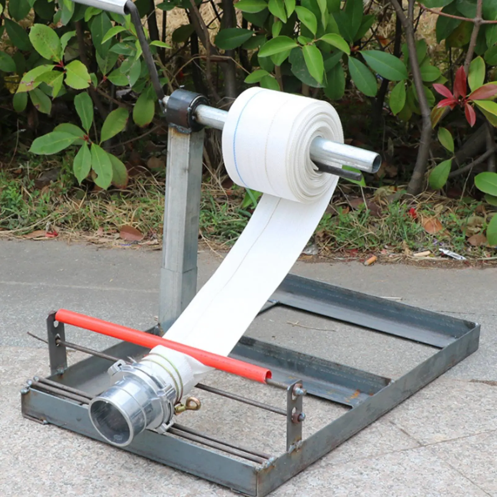 Hand Crank Hose Reel Sturdy Duty Manual Flat Hose Winder Agricultural Equipment Stable Base Foldable Design for Firefighters