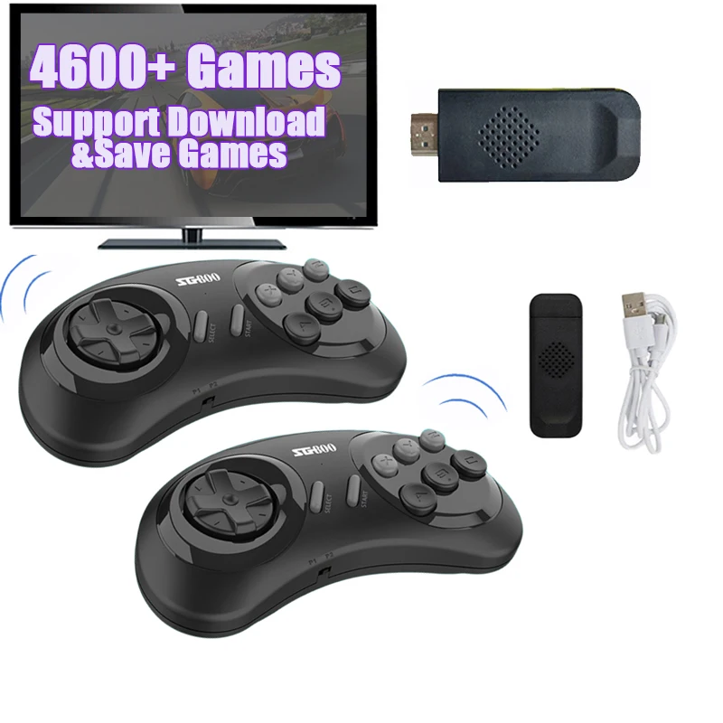 16 Bit MD Genesis Retro Game Console For Sega Genesis Built-in 4600 Classic Games Controller Gamepad Video Game Stick with TV HD