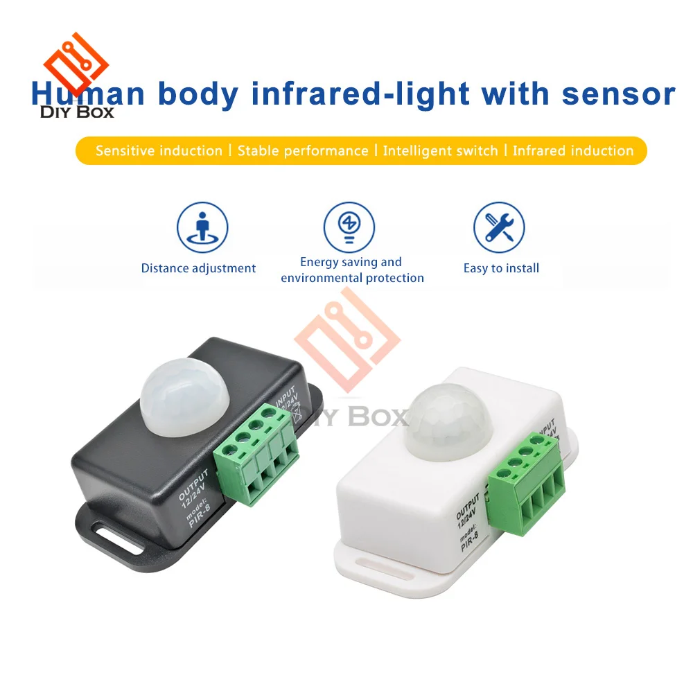 DC12V 24V Infrared Human Body Sensor Automatic Adjustable PIR Motion Sensor Switch IR Infrared Detector Light Switch Module 6/8A