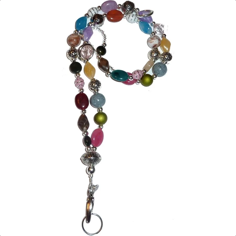 

Chunky Women's Beaded Lanyard 34 Made in USA ID Card Badge Holder Teacher Keys Keychain Cruise