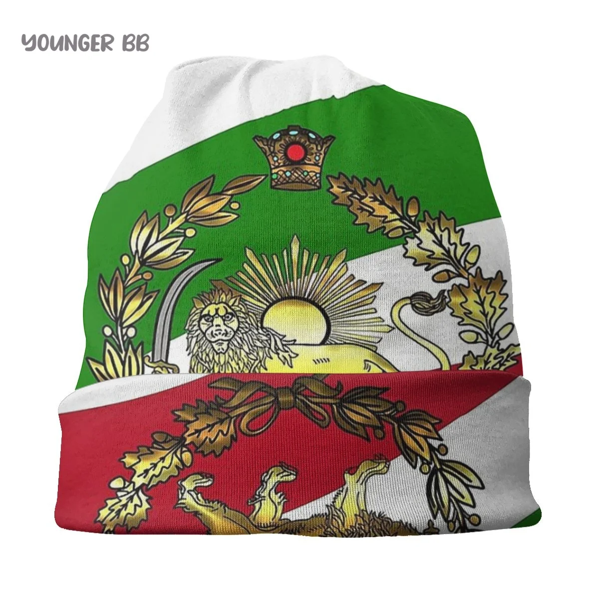 Bonnet Hats Iran flag Men Women\'s Knitting Hat Iran Pahlavi\'s Flag With Lion And Crown  Warm Cap Beanies Thermal Elastic Caps