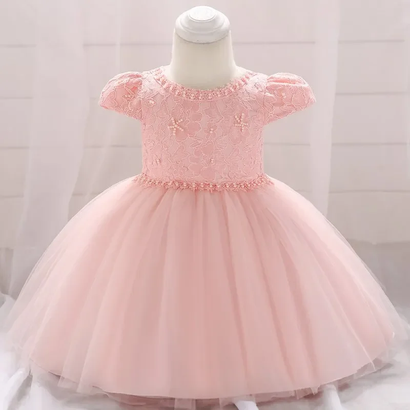 

Newborns Girl Dresses Flower Bow Lace Kid Girls Baptism Dresses 1 Years Birthday Party Princess Baby Dresses