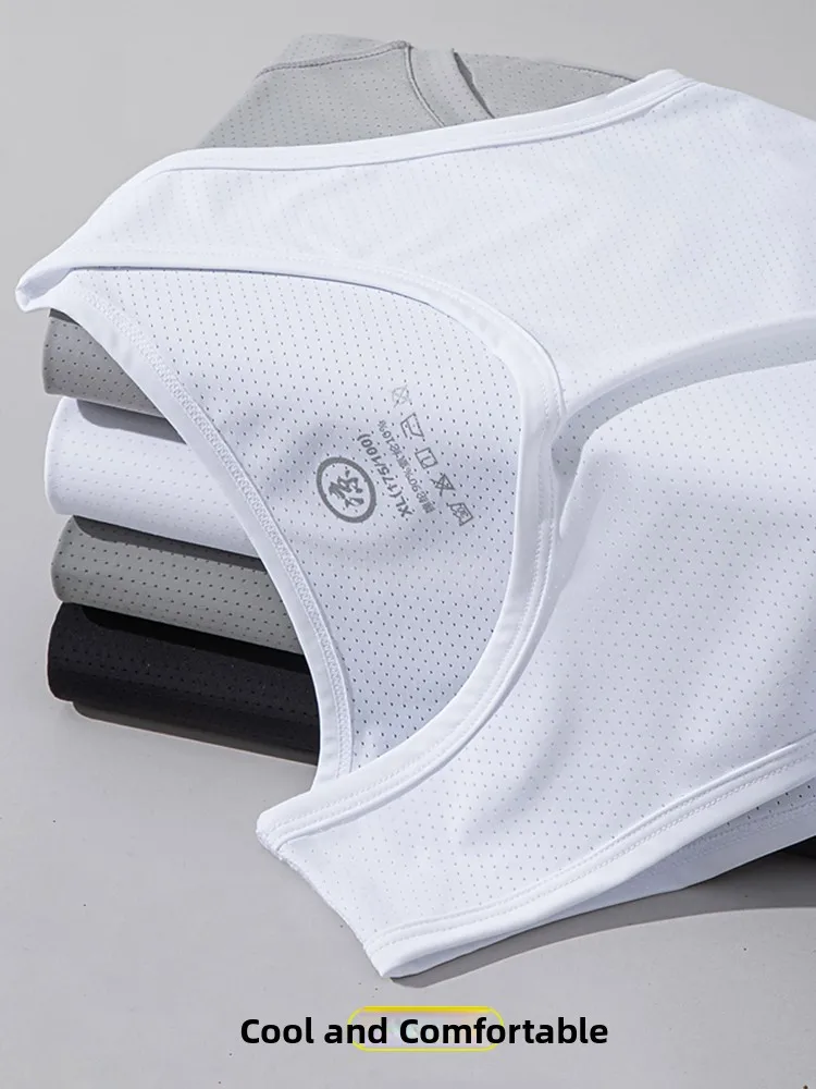 

Тонкий дышащий спортивный жилет из ледяного шелка большого размера, мужской летний спортивный жилет для активного отдыха, жилет с перекладиной, облегающий круглый жилет Ne