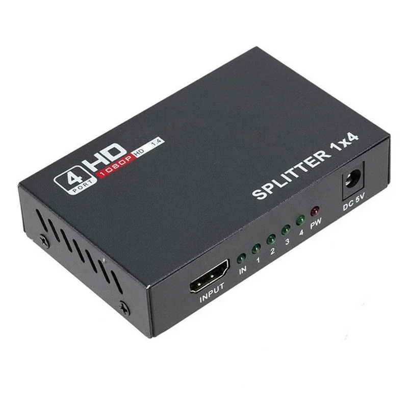 1080p HDMI Splitter 1x4 Audio Video Converter 1 in 4 Out Multi Screen Display Adapter for PS4 Camera Laptop PC To TV Projector