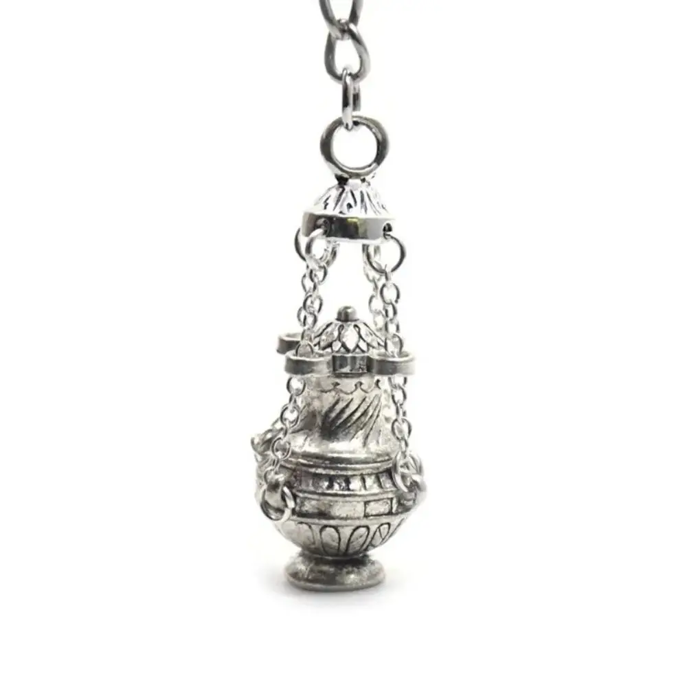 Durable DIY Religious Keychain Pendant Unique Design Silver Car Key Ring Pendant Alloy Christian Incense Church