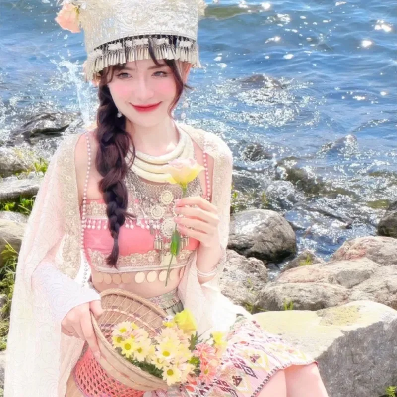 Hanfu เสื้อผ้าสตรีสไตล์พื้นเมือง Xishuangbanna Dai แปลกใหม่สไตล์โบราณ