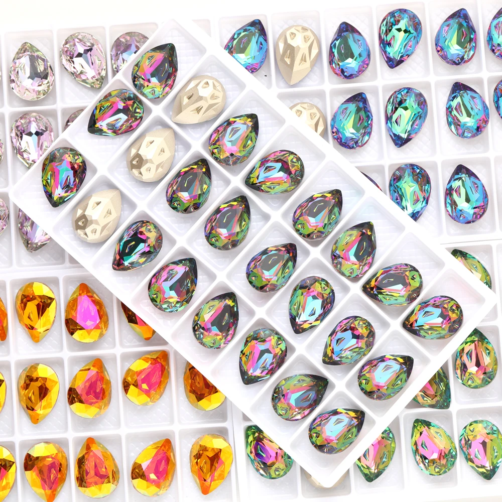 13x18mm Pointback Teardrop Fancy Stones Needlework Supplies Rhinestones Jewelry Decoration Stickers Crystal Stones Glass Beads