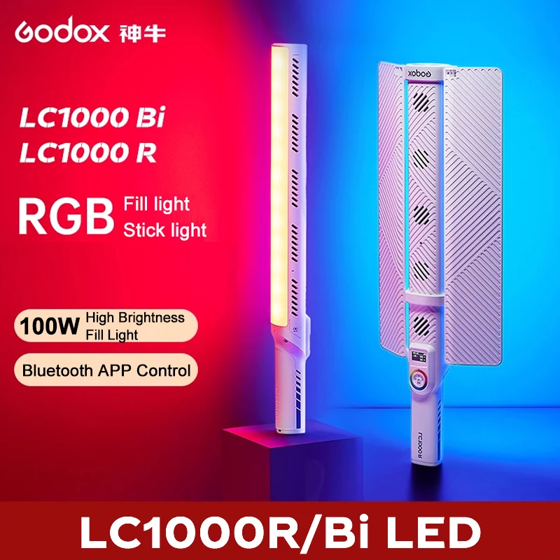 

Godox LC1000R/LC1000 Bi Handheld Fill Light 100W Stick Light 2500K-8500K Outdoor LED Photography Light for Tiktok Video