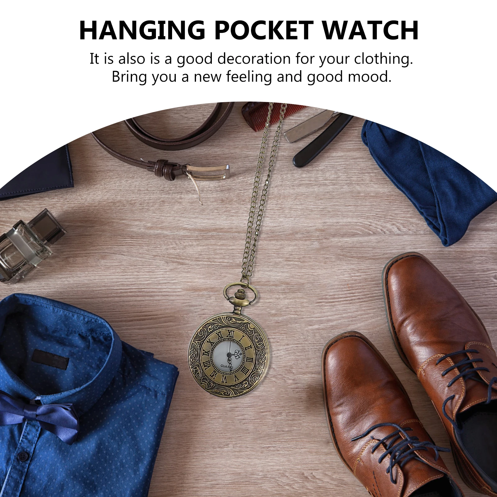 

1pc Vintage Pocket Chain Hanging Decorative Waist Pocket Watch Durable Sturdy Design Time Watch Pendant Practical