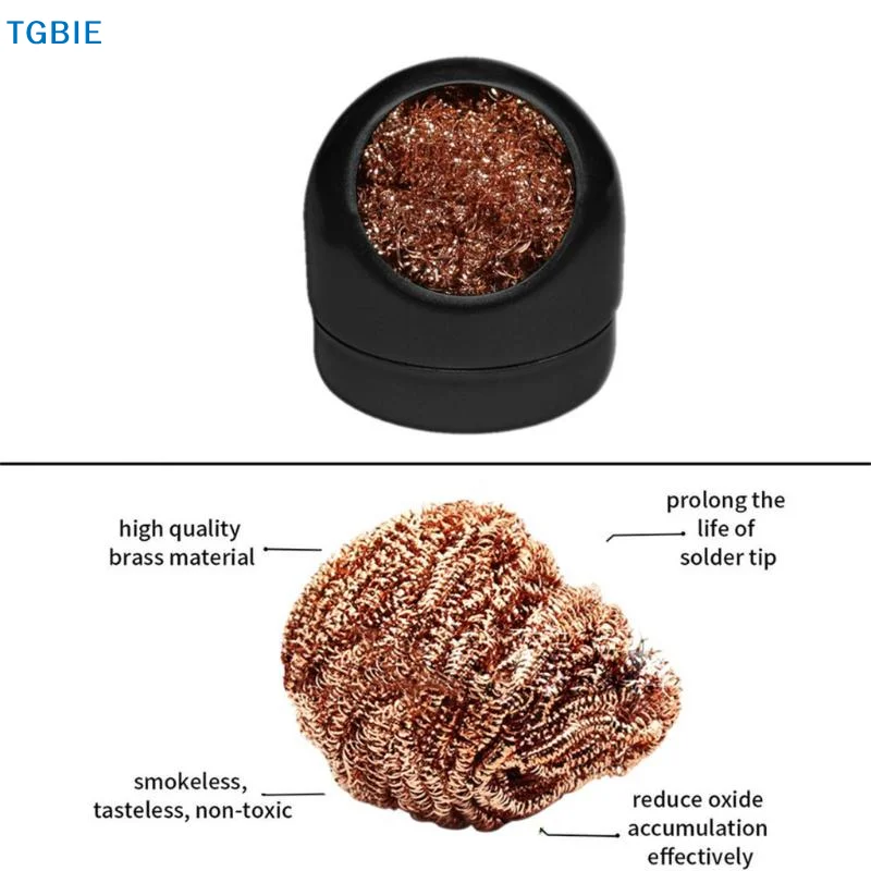 [TL]【TL】Soldering Iron Tip Cleaning Ball With Copper Coil Sturdy Holder No Water Needed For DIY Electronics Repair Projects